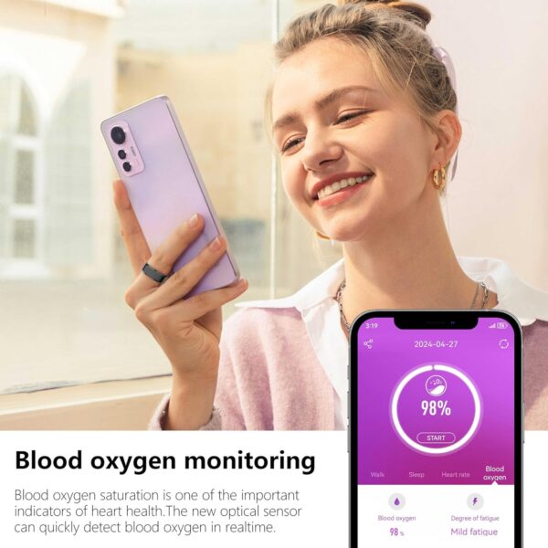 Fitness Tracker Smart Ring, Step Counter for Walking, Heart Rate Blood Oxygen Calorie Sleep Tracker Health Ring, IP68 Waterproof Design, Stainless Steel, 5-7 Days Battery Life - Image 4