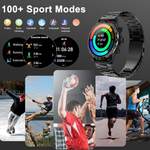 Smart Watches for Men,1.43" AMOLED Display Fitness Watch IP68 Waterproof Activity Tracker Smartwatches Compass Compatible with Android and iOS Devices - Image 3