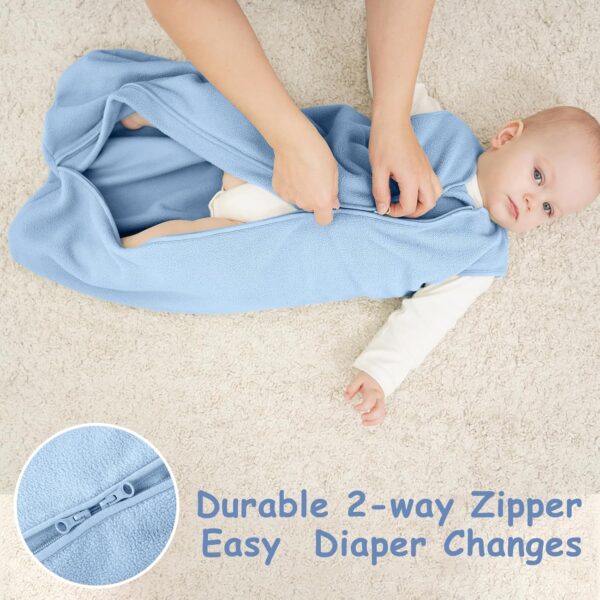 Looxii Fleece Baby Sleep Sack 0-6 Months 2 Pack 1.5 TOG Baby Wearable Blanket with 2-Way Zippers Soft Warm Toddler Sleeping Sack - Image 4