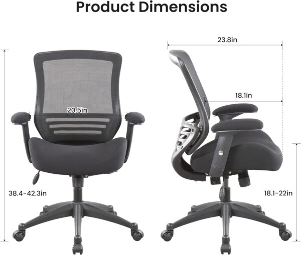 BOLISS 400lbs Mesh Ergonomic Super Soft Wide Cushion Office Computer Desk Chair Adjustable Arms(Black) - Image 3