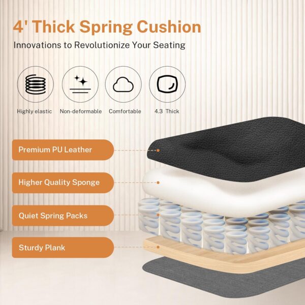 Office Chair Flip Up Arms, Executive Leather Office Chair Ergonomic Desk Chair with Lumbar Support, Adjustable Headrest, Computer Chair Home Office Desk Chair with Rocking Function - Image 7