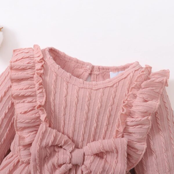 Happy Town Baby Girl Romper Infant Fall Winter Clothes Ruffle Sweater Long Sleeve Bodysuit Jumpsuit and Headband - Image 4
