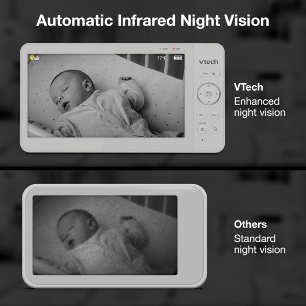 VTech [2025 Upgrade] Baby Monitor with 7" IPS Screen, Pan Tilt Zoom Camera, No WiFi Video Baby Monitor with Camera and Audio, Multi-Color Night Light, 2-Way Talk, Lullabies, Advanced HQ Max - Image 9