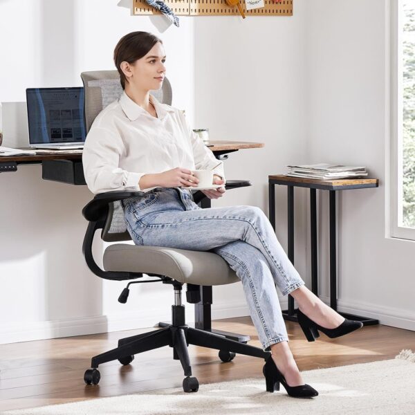 Ergonomic Office Chair, High Back Comfy Desk Chair with Wheels,Swivel Rolling Flip-up Arms Mesh Gaming Chairs for Home,Grey - Image 7