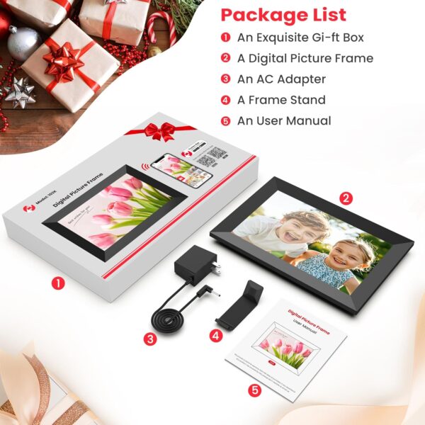 Frameo 10.1 Inch WiFi Digital Picture Frame, Smart Cloud Electronic Photo Frame with HD IPS Touch Screen Slideshow 32GB Memory Auto-Rotate Wall Mount, Share Photos/Videos from Phone by Frameo App - Image 9