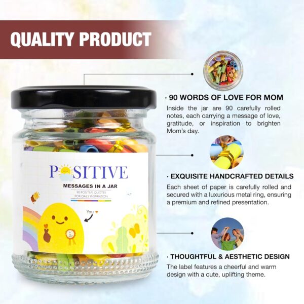 90 Positive Messages in a Jar with NFC Keychain, Mothers Day Gifts, Self Care Gifts for Women, Positive Affirmation Gift, Anxiety Relief, Graduation Gifts, Birthday Gifts for Women - Image 2