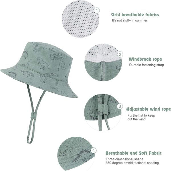 Durio UPF 50+ Beach Baby Sun Hat Sun Protection Cute Wide Brim Summer Baby Boy Bucket Hats Toddler Sun Hats for Girl - Image 4