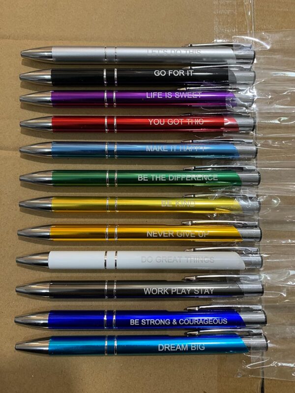 PASISIBICK 12 Pieces Inspirational Motivational Quote Ballpoint Pens Gifts Encouraging Metal Writing Pen for Students Coworkers Teacher Bosses, 12 Colors - Image 5