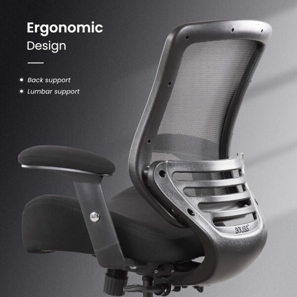 BOLISS 400lbs Mesh Ergonomic Super Soft Wide Cushion Office Computer Desk Chair Adjustable Arms(Black) - Image 6
