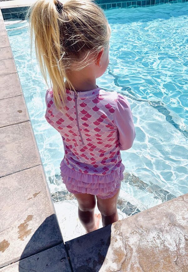 Long Sleeve Rash Guard One Piece Swimsuit for Girls | Baby Toddler Girl Swimming Suit with UV40 Sun Protection - Image 3