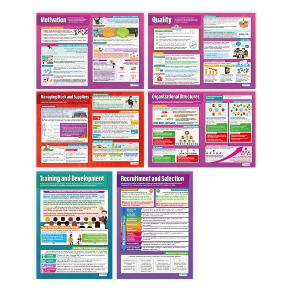 Operations & Human Resources Business Posters – Set of 6 – Laminated – 33” x 23.5” – Educational School and Classroom Posters