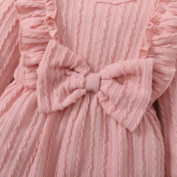 Happy Town Baby Girl Romper Infant Fall Winter Clothes Ruffle Sweater Long Sleeve Bodysuit Jumpsuit and Headband - Image 5