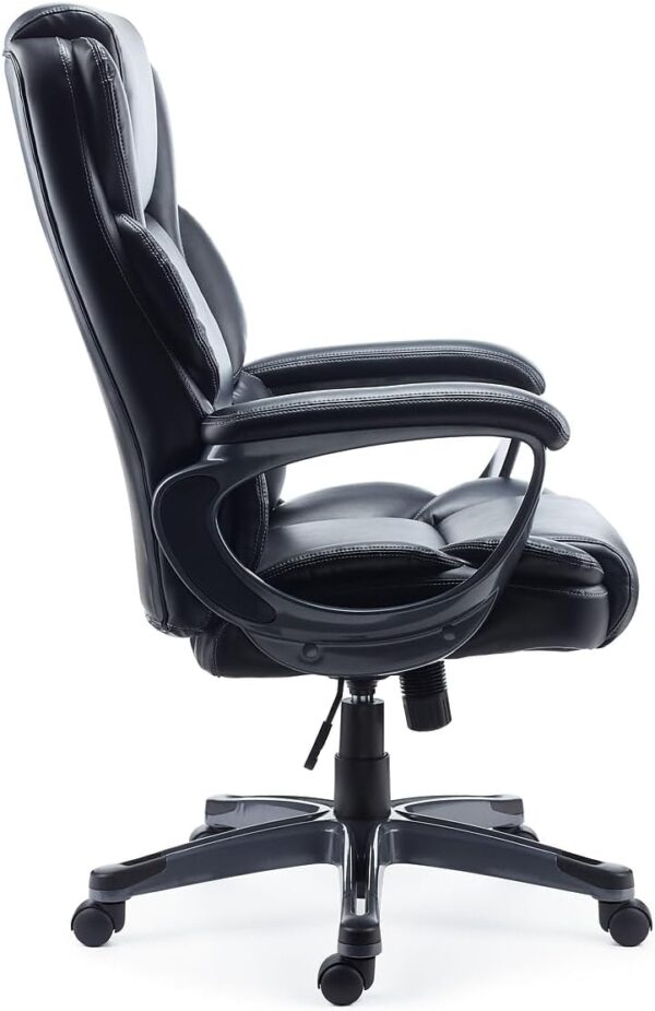 STAPLES Mcallum Ergonomic Manager & Executive Office Chair, Task Desk Swivel Chair with Wheels, Adjustable Height, Bonded Leather, Black - Image 5