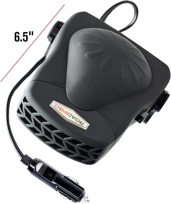 RoadPro RPHF590 12-Volt Electric Heater and Cooling Fan with Cigarette Lighter Plug, Black, Small - Image 2