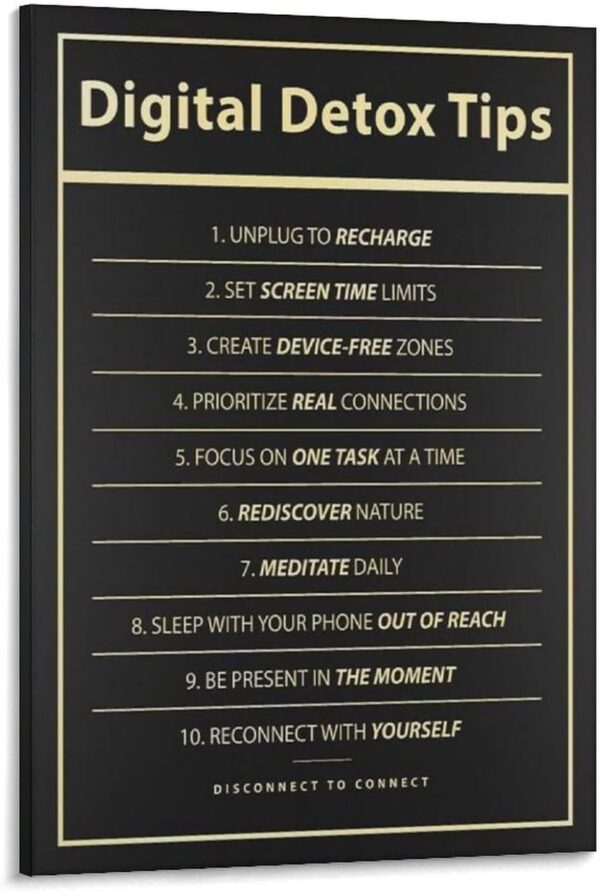 Digital Detox Tips Self-Care Poster Canvas Wall Art Prints Used For Room Decor Office Decor Gifts08x12inch(20x30cm)