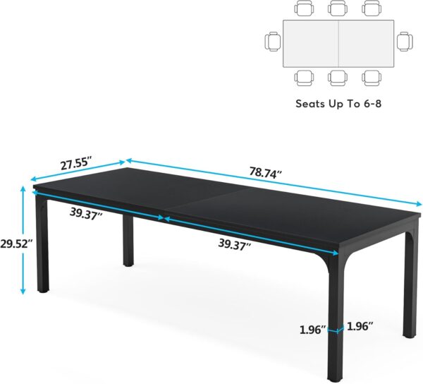 Tribesigns 6.5ft Conference Room Table, 78.74" W x 27.56" D Large Office Meeting Table, Modern Seminar Desk for Boardroom (1, Black) - Image 2