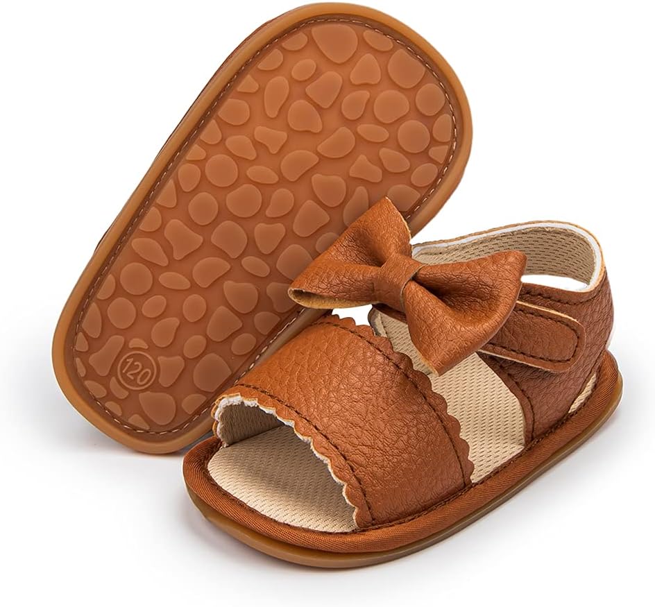 Meckior Baby Toddler Infant Girls PU Leather Soft Open Toe Summer Sandals Flower Princess Flat Shoes