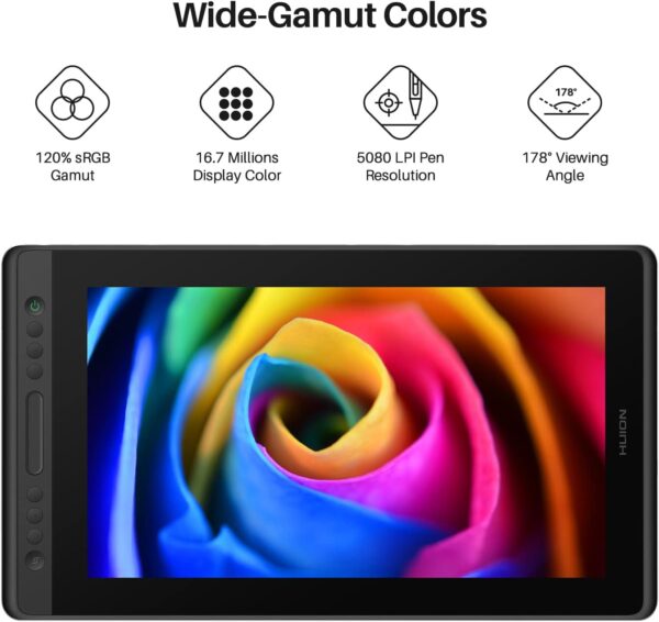 HUION KAMVAS Pro 16 Drawing Tablet with Screen, 15.6 inch Pen Display Anti-Glare Glass 6 Shortcut Keys Adjustable Stand, Graphics Tablet for Drawing, Writing, Design, Work with Windows, Mac and Linux - Image 3