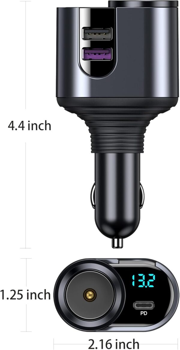 LIHAN USB C Car Charger, Cigarette Lighter Adapter,12V/24V Socket Splitter with 3 USB Ports, Type C PD Fast Car Charger Compatible for iPhone, Galaxy, iPad, GPS - Image 8
