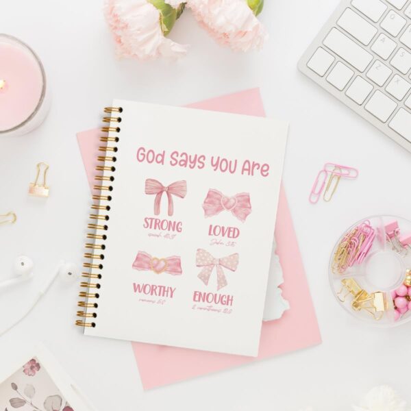 Pink Bow Coquette Journal Gifts, Christian Notebook for Women, Preppy Bible Study Supplies, Notebook for Bible Notes, Bible Journal Notebooks for Note Taking 5.5x8.3 Inch - Image 3