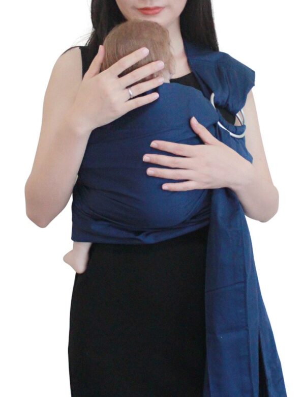 Ring Sling Baby Carrier, Soft Linen Cotton Baby Sling Carrier Newborn to Toddler, Baby Wrap Carrier for Plus Size Parents, Perfect Shower Gift, Dark Blue