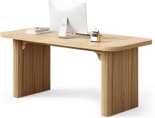 LITTLE TREE 62-Inch Home Office Computer Desk, Large Writing Desk with Textured Double Base, 5 ft Conference Meeting Seminar Table for Office - Image 9