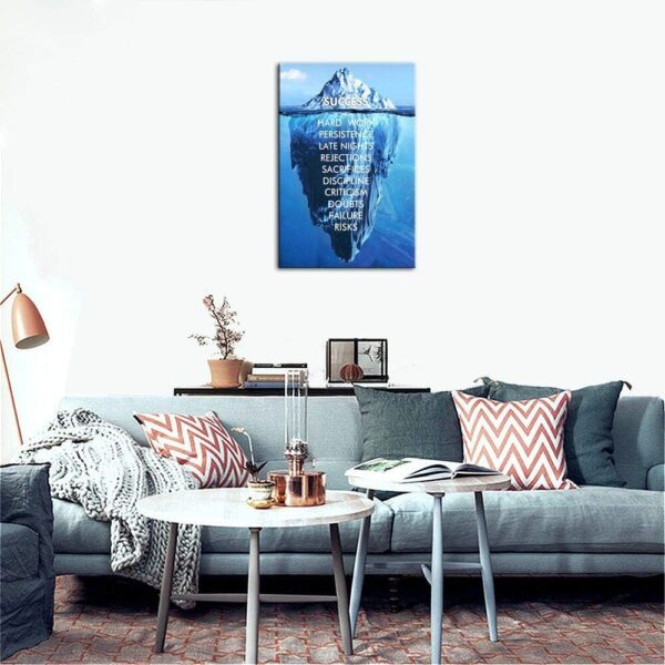 Inspirational Success Canvas Wall Art Blue Iceberg Motivation Quotes Print Poster Picture Artworks For Home school Office Artwork Decor Gift Ready to Hang (12''x 16'' 30 x 40 cm) - Image 7
