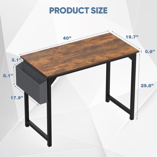 DUMOS 40 Inch Office Small Computer Desk Modern Simple Style Writing Study Work Table for Home Bedroom - Wood Brown - Image 3
