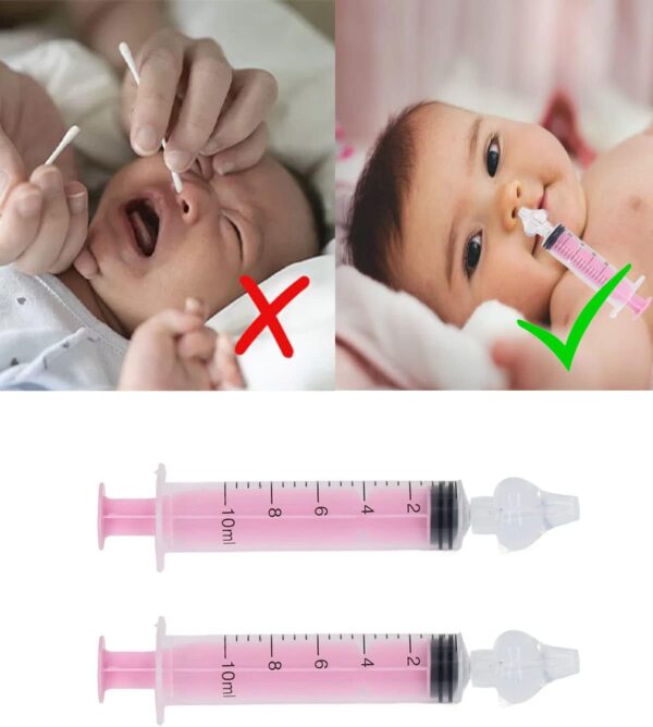 Nasal Irrigator for Baby,10ml Baby Nasal Syringe Irrigator Portable Infant Noses Cleaner Nasal Irrigation Nose Aspirator for Babys Nasal Wash Nasals Cleaner Babys Nose Rinse 2pcs (Pink) - Image 4