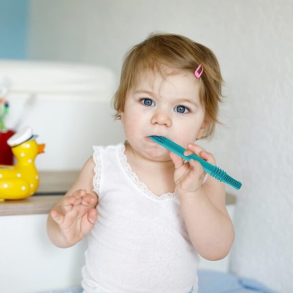 Fu Store Hollow Teether Tube Chew Straw Sensory Toy for Infant Toddlers Silicone Tubes Teething Toys for Babies 3-12 Months 0-36 Months Gifts Learning Developmental Toys BPA Free Freezable 6 Pack - Image 6