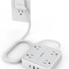 Surge Protector Flat Extension Cord 5Ft, TESSAN Flat Plug Power Strip with 4 Outlets 3 USB Ports (1 USB C), 900 Joules Protection, Multiple Wall Outlet Extender Suitable for Home Office Dorm, Grey