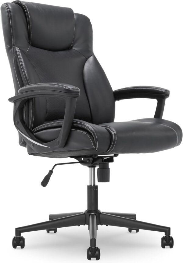Serta Connor Executive Office, Ergonomic Computer Chair with Layered Body Pillows, Contoured Lumbar, Adjustable Seat Height, Bonded Leather, Black