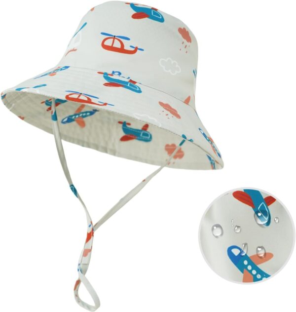 Baby Sun Hat 0-6 Years Boys Girls Adjustable Baby Bucket Hats UPF 50+ Wide Brim for Beach, Swim, Fishing, Camping