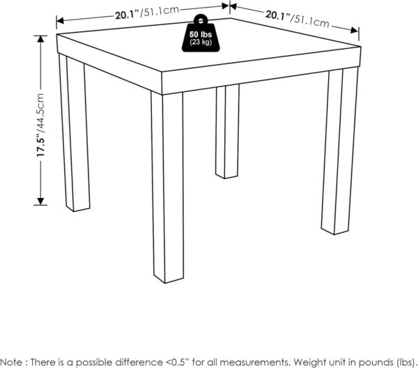 Furinno Classic Homey Square Parsons Side End Table, 1-Pack, Black - Image 3