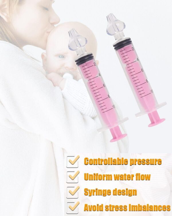Nasal Irrigator for Baby,10ml Baby Nasal Syringe Irrigator Portable Infant Noses Cleaner Nasal Irrigation Nose Aspirator for Babys Nasal Wash Nasals Cleaner Babys Nose Rinse 2pcs (Pink) - Image 6