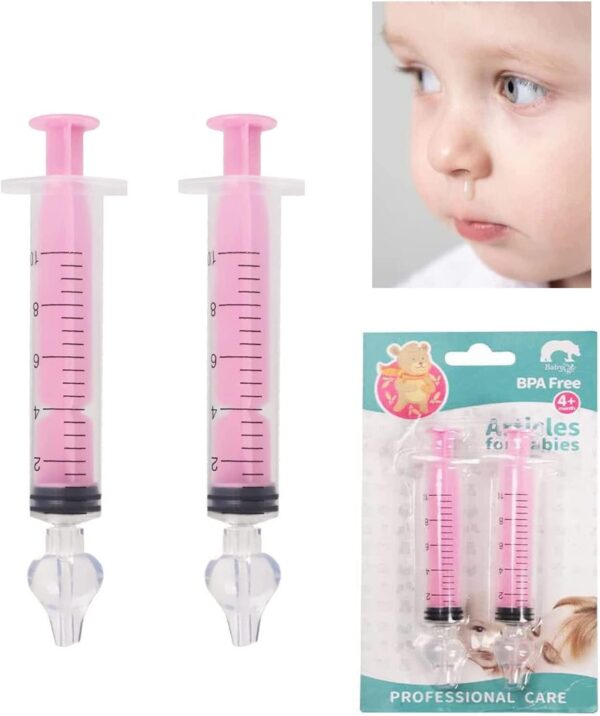 Nasal Irrigator for Baby,10ml Baby Nasal Syringe Irrigator Portable Infant Noses Cleaner Nasal Irrigation Nose Aspirator for Babys Nasal Wash Nasals Cleaner Babys Nose Rinse 2pcs (Pink)