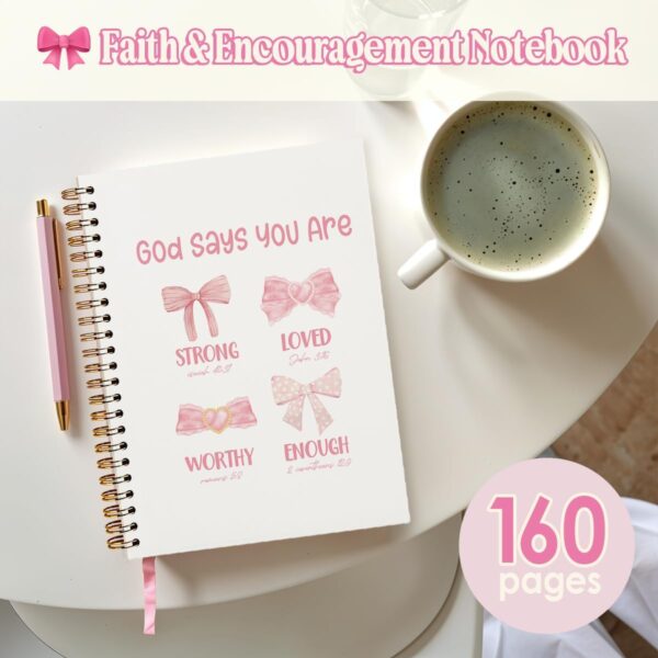 Pink Bow Coquette Journal Gifts, Christian Notebook for Women, Preppy Bible Study Supplies, Notebook for Bible Notes, Bible Journal Notebooks for Note Taking 5.5x8.3 Inch - Image 4