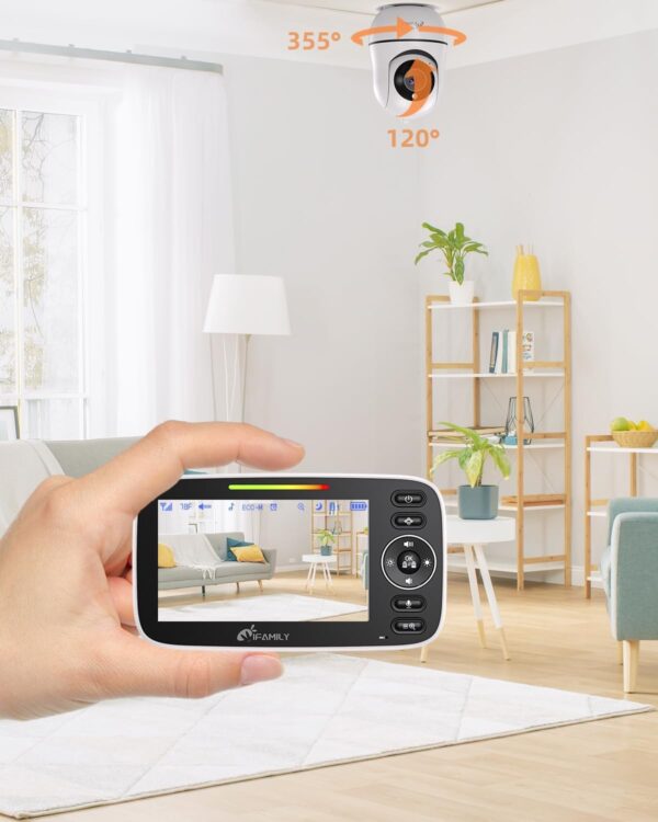 iFamily Split Screen Baby Monitor, Large Display Video Baby Monitor with 2 Cameras and Audio, Long Range, Remote pan tilt, Night Vision, Temperature Sensor, 2 Way Talk, Feeding Clock and lullabies. - Image 3
