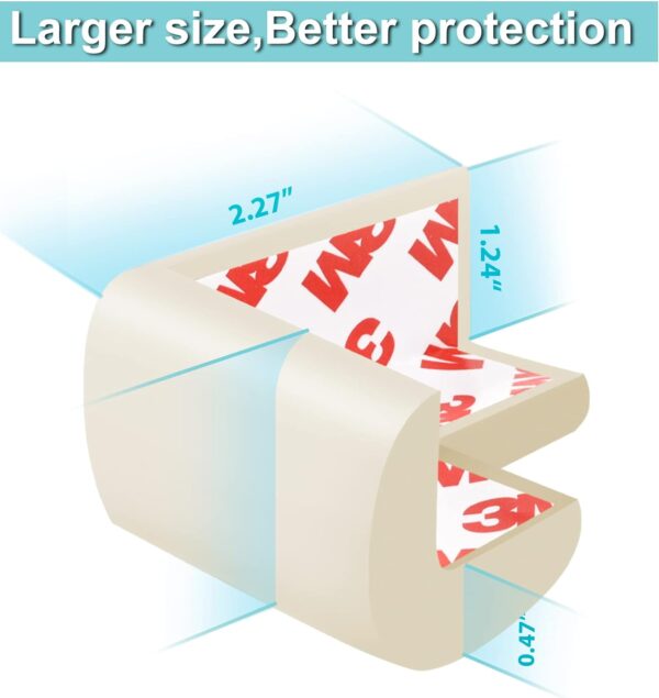 12 Pack Corner Protector Baby Proofing Edge and Corner Guards, Soft Safety Pre-Taped Rubber Foam Furniture Bumpers for Fireplace, Table, Stair, Cabinet (Off White) - Image 2