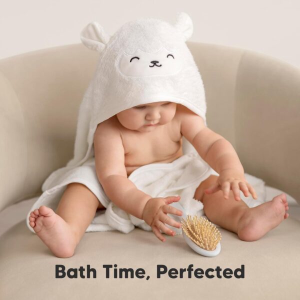 KeaBabies Hooded Baby Towel for Newborn - Viscose Derived from Bamboo Large Baby Bath Towels with Hood for Boys, Girls, Toddler, Extra Absorbent & Soft Newborn Bath Essentials (Lamb) - Image 9