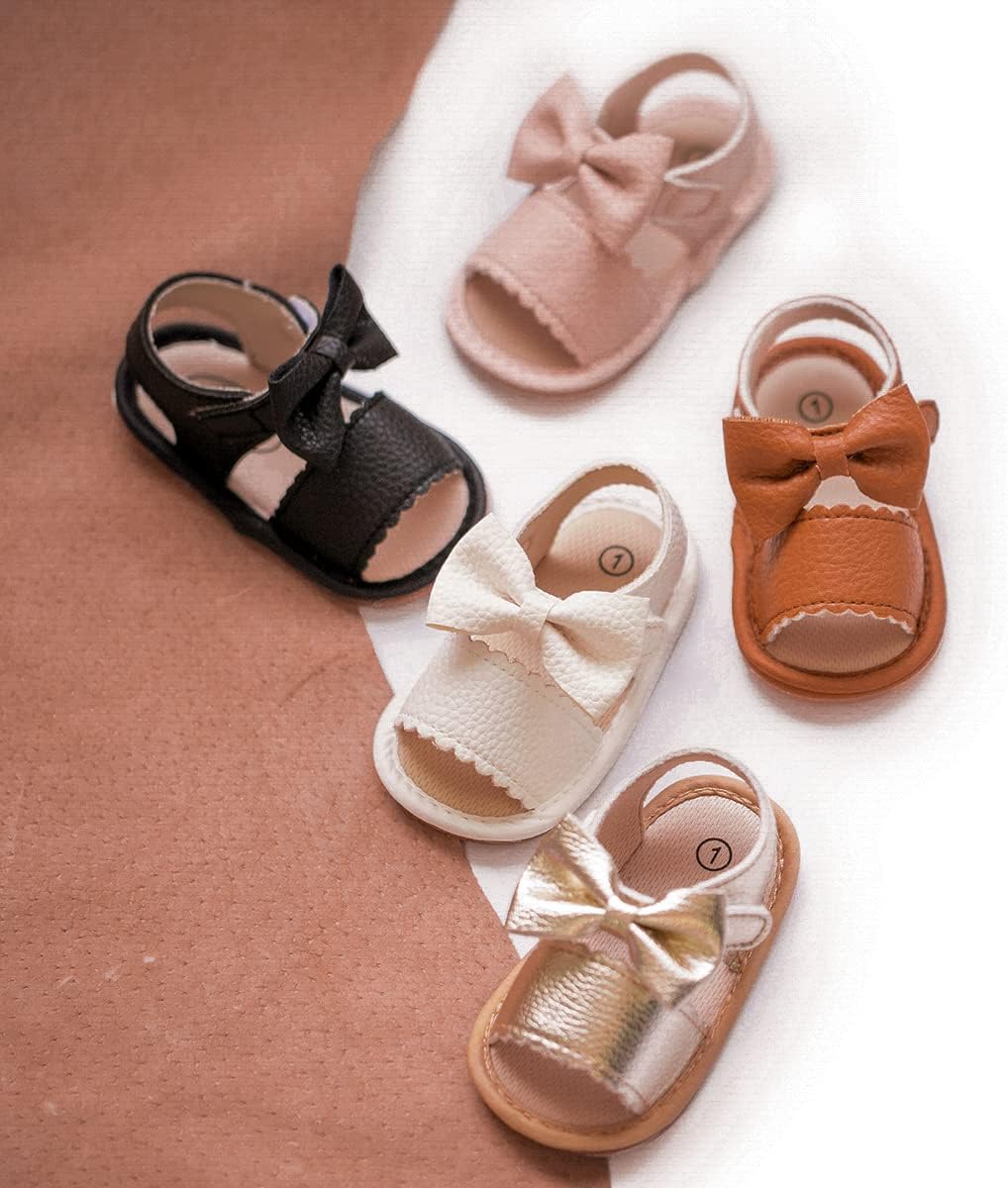 Meckior Baby Toddler Infant Girls PU Leather Soft Open Toe Summer Sandals Flower Princess Flat Shoes - Image 2