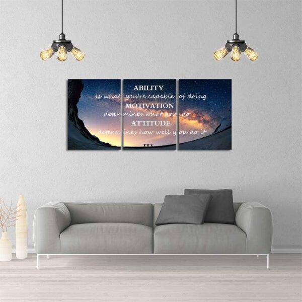 Motivational Quotes Canvas Wall Art Inspirational Ability Motivation Attitude Saying Words Posters Prints Entrepreneur Quote Home Office Bedroom Decor 3 Panels Ready to Hang - 36" W x 16" H - Image 5
