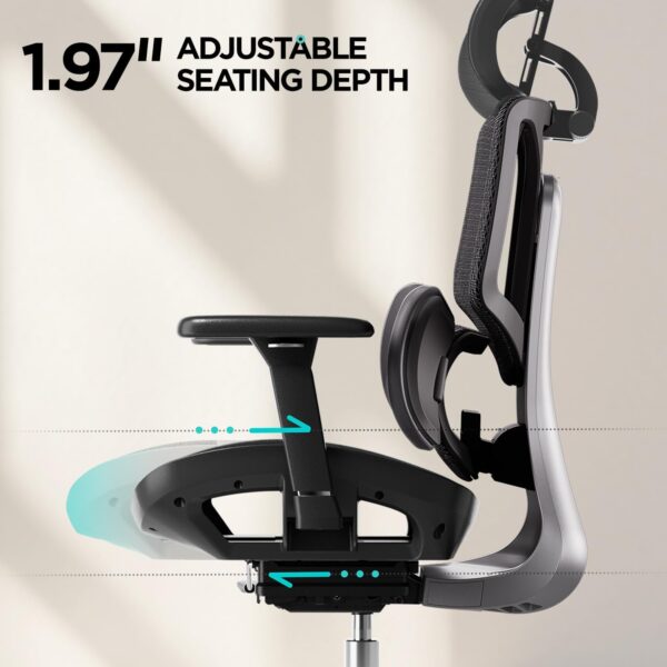Hbada E3 Air Ergonomic Office Chair, Big and Tall Office Chair - with 3-Zone Dynamic Lumbar Support, 3D Adjustable Headrest, 3D Adjustable Armrests, Swivel, Black(No Footrest) - Image 10