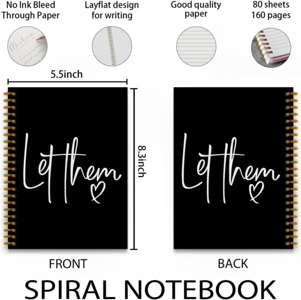Let Them Inspirational Notebook Journal, Motivational Mental Health Journals for Women Men, Self Love Gifts, Positivity Gifts, Hardcover Spiral Notebook 5.5x8.3 Inch (Black) - Image 7
