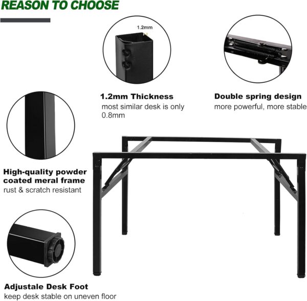 Need Home Office Desk - Large Computer Desk Sturdy Table Foldable Desk Gaming Computer Table No Assembly Required AC5BB 60 inch - Image 9