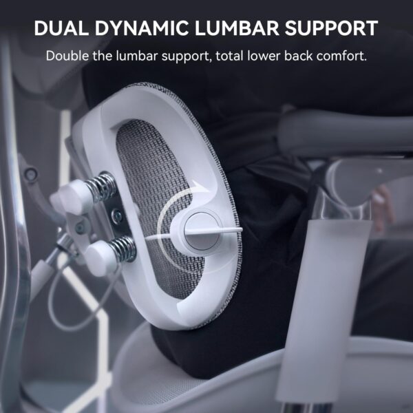 SIHOO Doro S300 Ergonomic Office Chair, Computer Chair, Gaming Chair with Dual Dynamic Lumbar Support, 6D Coordinated Armrests, Adjustable Rolling Chair (White Italian Velvet Mesh) - Image 3
