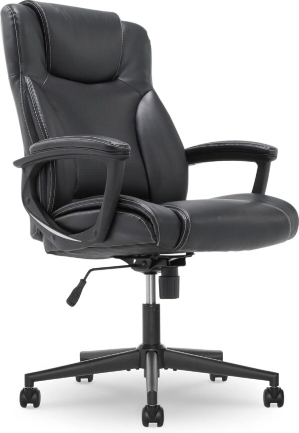 Serta Connor Executive Office, Ergonomic Computer Chair with Layered Body Pillows, Contoured Lumbar, Adjustable Seat Height, Bonded Leather, Black - Image 11