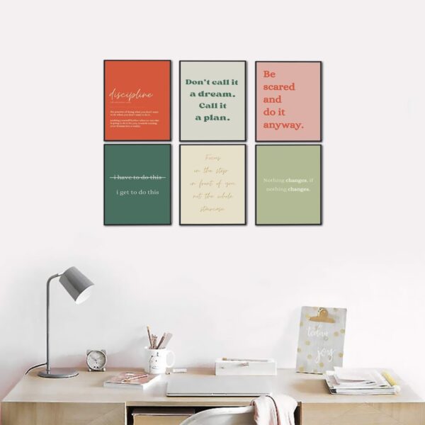 KBIERQN 6 PCS Office Motivational Wall Art Inspirational Positive Quotes Wall Decor Posters Workplace Gym Canvas Prints 8x10 Inch unFramed - Image 3