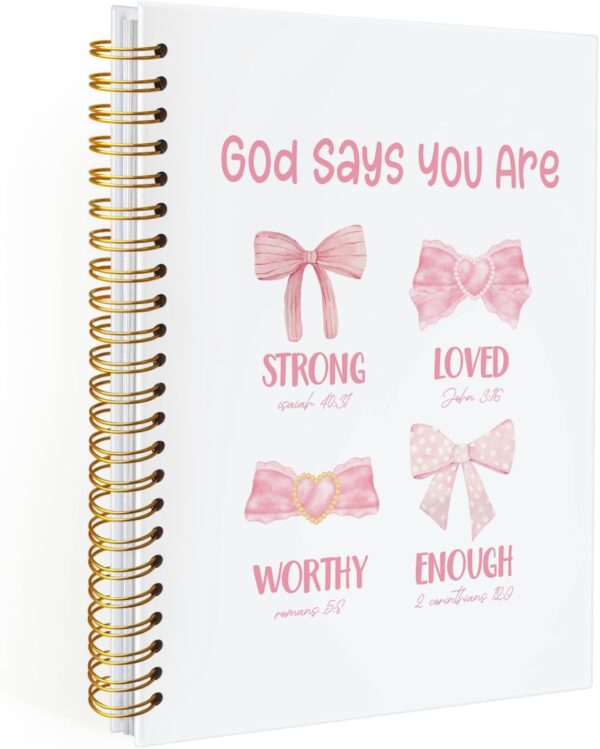 Pink Bow Coquette Journal Gifts, Christian Notebook for Women, Preppy Bible Study Supplies, Notebook for Bible Notes, Bible Journal Notebooks for Note Taking 5.5x8.3 Inch