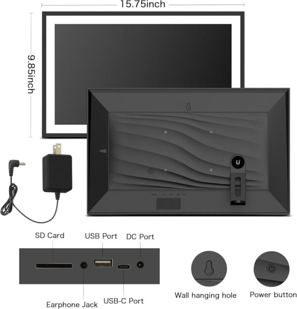 Digital Picture Frame, 15.6 Inch Large Frameo Digital Photo Frame WiFi, 32GB, 1920 * 1080 IPS HD Touch Screen, Tabletop&Wall-Mounted, Share Picture Video, Birthday, Wedding, for Mom - Image 9
